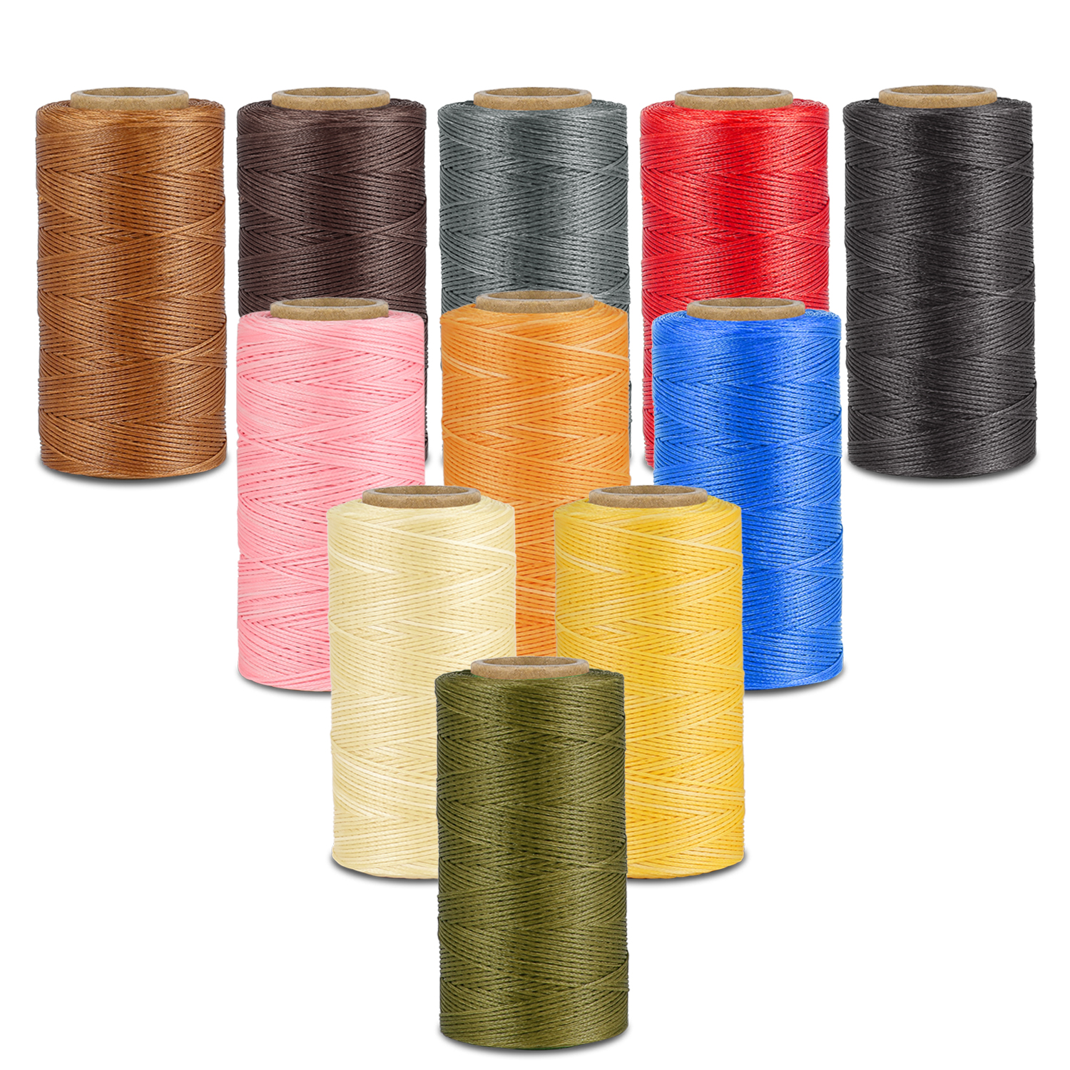 Flexzion Waxed Thread, Wax String, Coated Cord Heavy Duty Polyester 284Yard 1mm 150D Olive Drab Color for Bracelets, Leather Craft Stitching Sewing